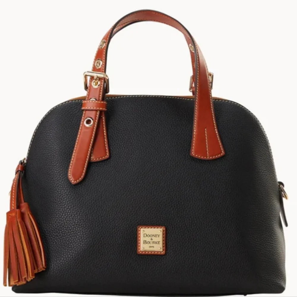 NWT Dooney & Bourke Small Audrey Pebble Grain‎ Leather Satchel: Black & Tan